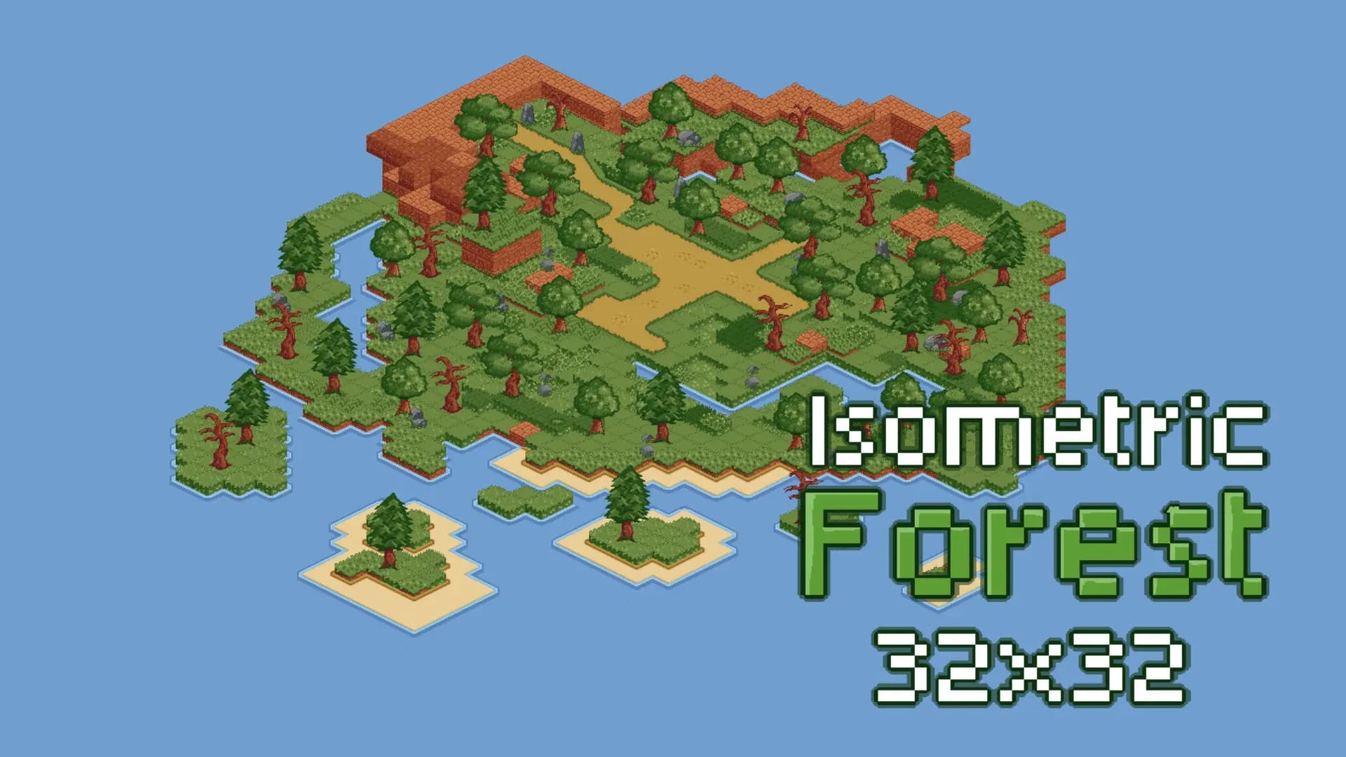 Isometric forest Pixel art 2D