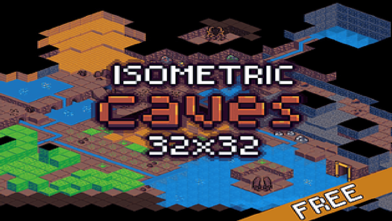Isometric Cave hand pixelled 2D - 32x32